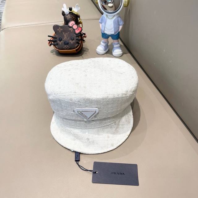 Prada Chanel-Style Navy Duckbill Hat For Women, New Autumn/Winter Octagonal Bere