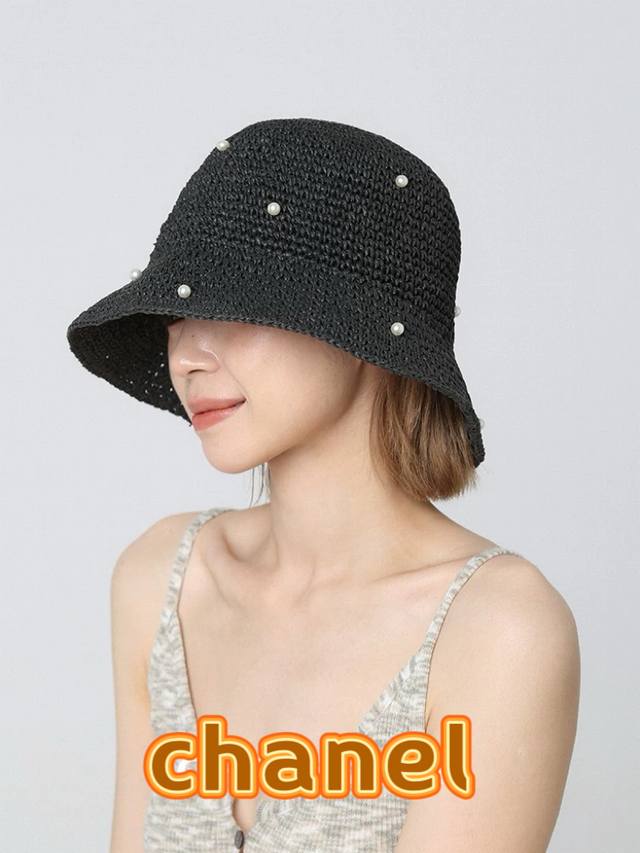 Chanel Chanel Vintage Short-Brimmed Pearl-Embellished Classic Vacation Women's F
