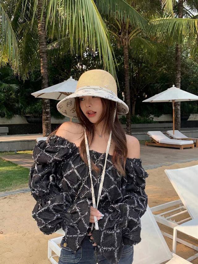 Chanel Straw Hat, High-End Custom-Made, Head Circumference 57Cm.
