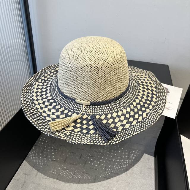 Chanel Bohemian-Style Straw Hat, Sun Hat, Head Circumference 57 Cm.