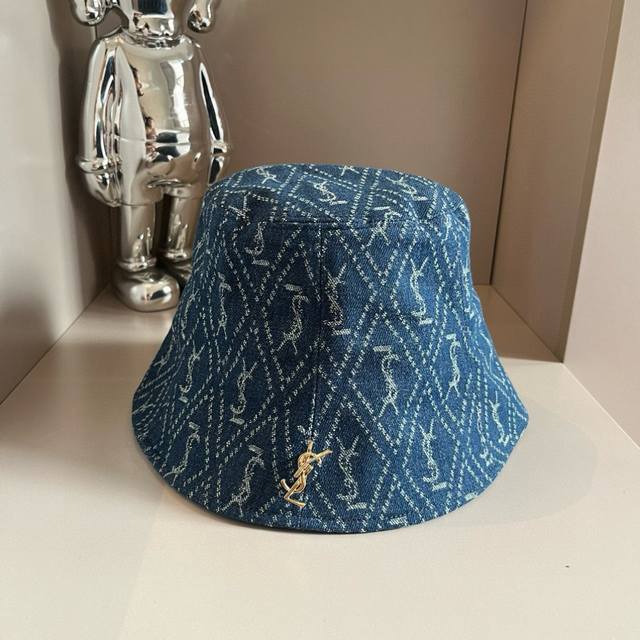 Ysl Saint Laurent Denim Fisherman's Hat,