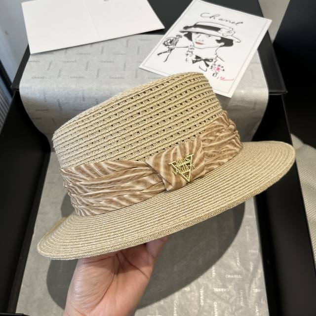 Lv Gold Thread And Straw Top Hat, High-End Customized Material, Head Circumferen