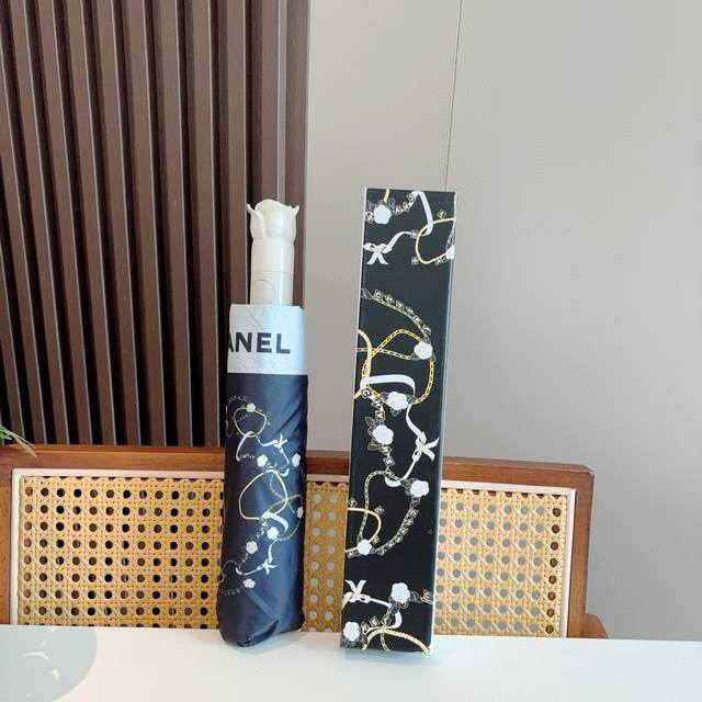 Chanel Rose Handle Three-Fold Manual Folding Sun And Rain Umbrella Fine Craftsma