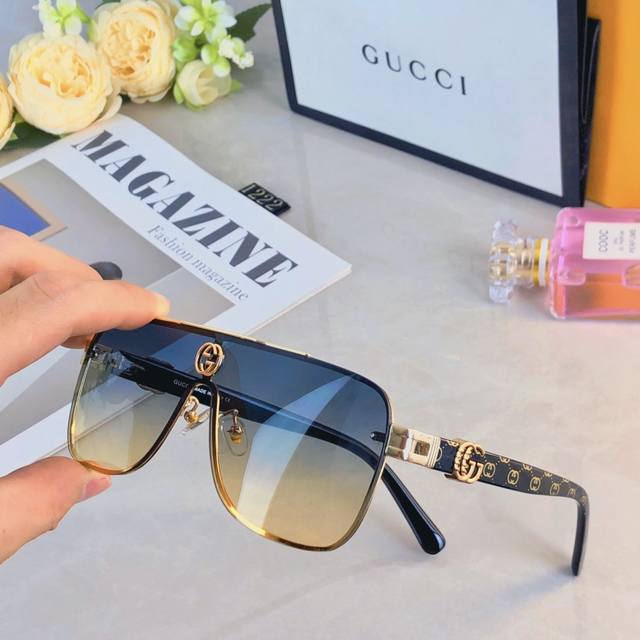 Gucc*European And American New Style One-Piece Large Frame Gradient Sunglasses F