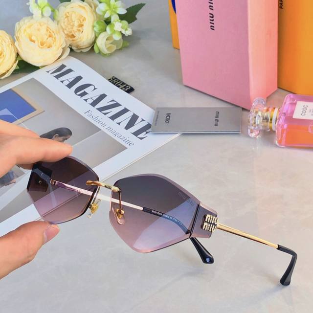 Miumi*Frameless Cat-Eye Sunglasses For Women European And American Hot Girl Styl
