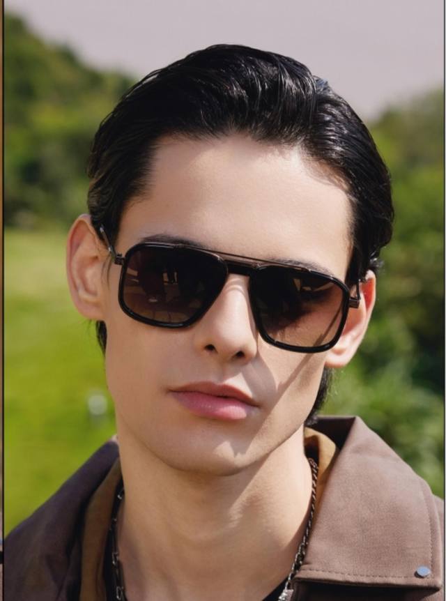 Louis Vuitto*Retro Double-Bridge Polarized Oversized Sunglasses For Men, High-En