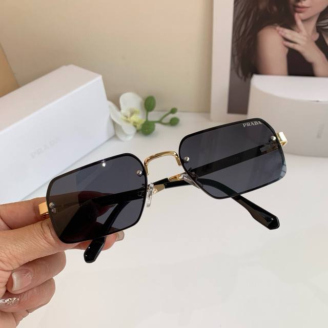 Prada New Single-Bridge Metal Sunglasses Uv Protection Business Sunglasses Men's