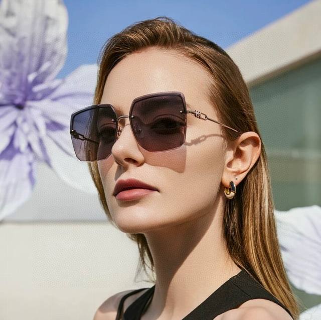 Nylon Polarized Series Herm S Frameless Sunglasses With A Square Frame Design Th