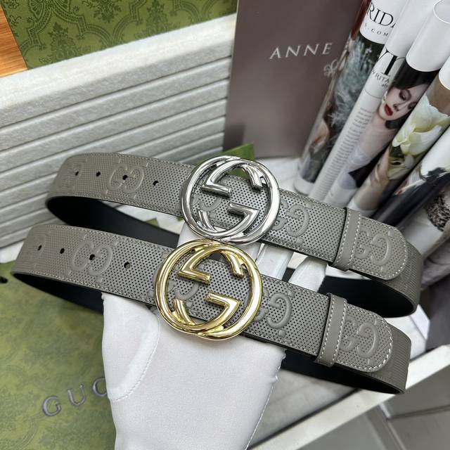 Special Gucci Width: 4.0 Cm, Color: Gray. The Belt Features Gray Genuine Leather