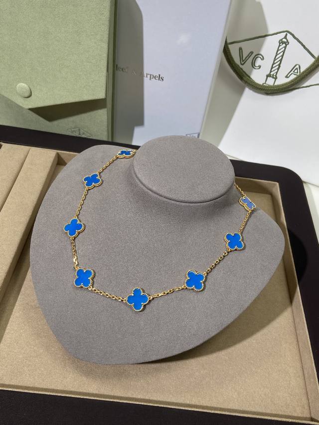 Hot-Selling Item Recommendation Vca Golden Blue Agate Four-Leaf Clover Ten-Flowe