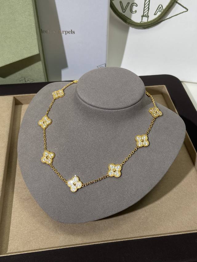 Hot-Selling Recommendation Vca Gold Full-Diamond Four-Leaf Clover Ten-Flower Col