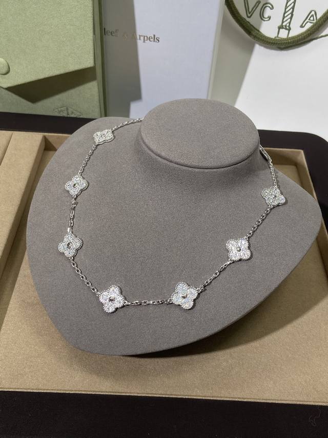 Hot Selling Items Recommended Vca Silver Full Diamond Four-Leaf Clover Ten-Flowe