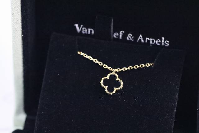 Hot-Selling Item Recommendation Vca Champagne Gold Black Agate Mini Four-Leaf Cl