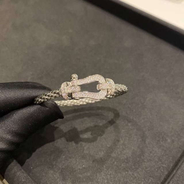 Fred Silver Full Diamond Horseshoe Silver Bracelet Large Size Classic Versatile