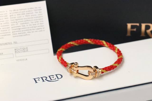 New Arrival Fred Fred Large Diamond-Studded Horseshoe Gold Wire Rope Bracelet Ex