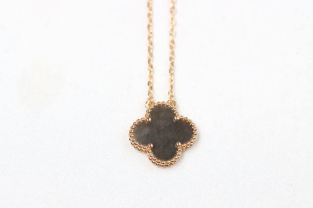 New Arrival Silver Obsidian Four-Leaf Clover Collar Necklace The Latest Design O