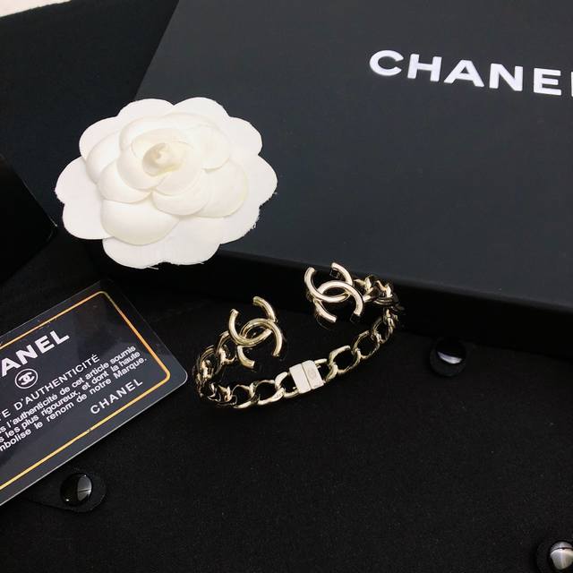 Hot New Arrival! Chanel Light Gold Open Bracelet, Adjustable For Both Men And Wo
