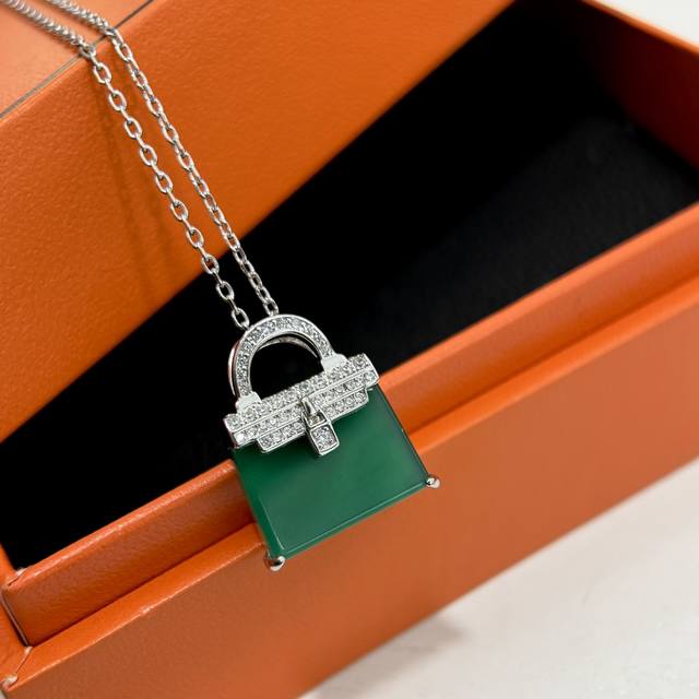 A4903 Hot New Style Kelly Bag Imperial Green Jadeite Double-Sided Necklace High-
