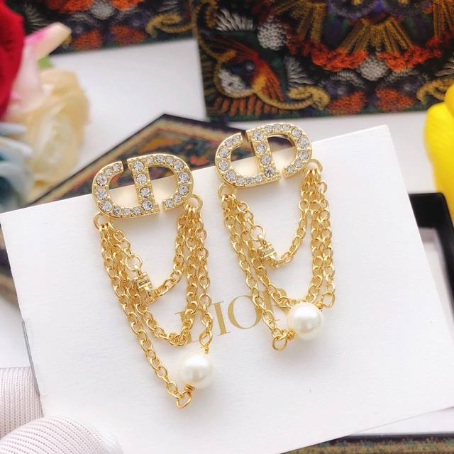 Id Ded0623 Dio*Latest Fringe Ear Studs, Consistent Zp Brass Material