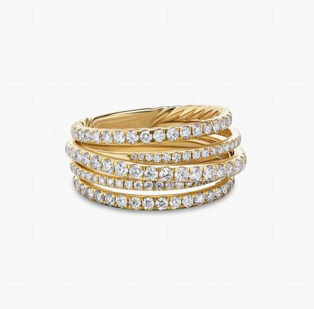 New Arrival. David Yurman Full Diamond Cross Ring In Gold Color. Size: Us Sizes