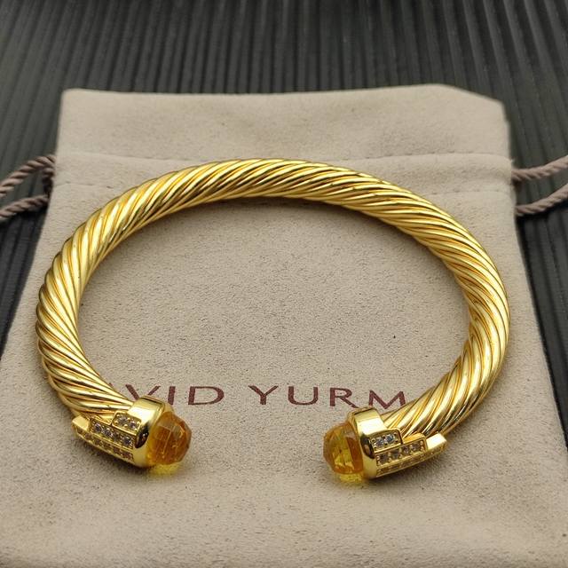 David Yurman 7Mm Gold 5-Row Diamond Bracelet. Yellow Diamonds, Recommended For W