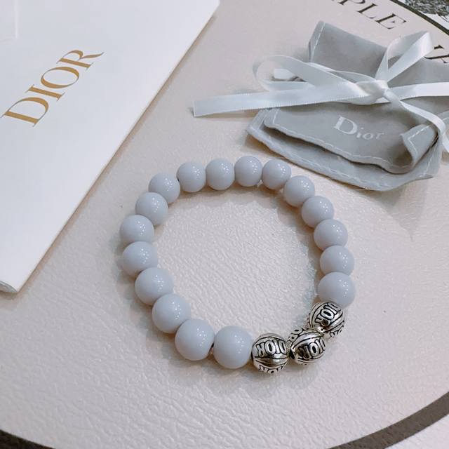 Premium Craftsmanship Version Dior Multi-Element Agate Silver-Style Bracelet, Ce
