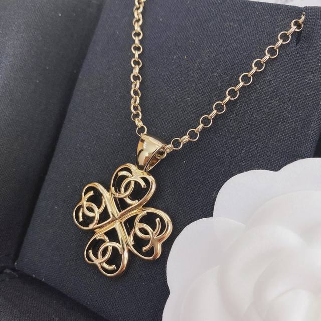 Chanel Heart Four-Leaf Clover Necklace Four Hearts Form A Four-Leaf Clover Shape