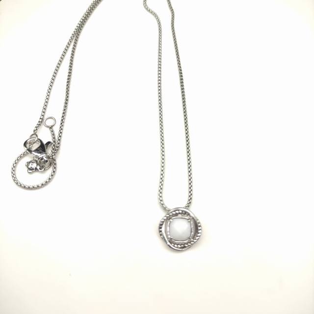 David Yurman 7Mm Center Stone With Diamond-Encrusted Square Pendant Necklace In