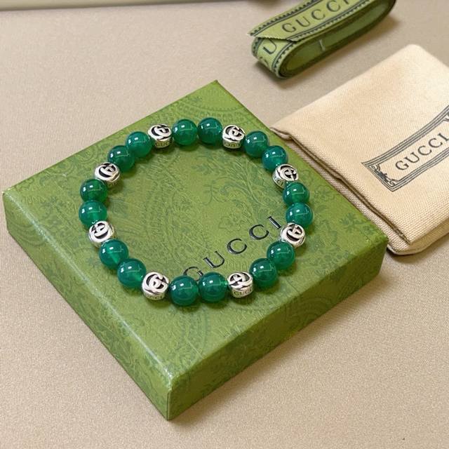 Gucci Bracelet For Men And Women, Latest Natural Green Agate Bracelet, Higher Qu