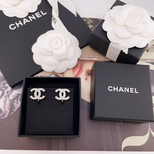Our Product: Full-Diamond Thick Silver Double C Ear Studs. Purchased At A Premiu