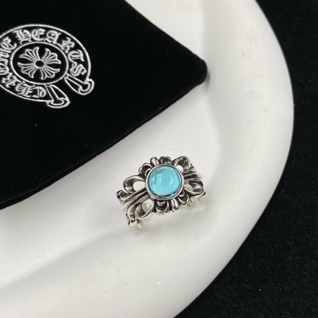 Counter-Quality Chrome Hearts Cross Heart Classic Retro Cross Flower Blue Diamon