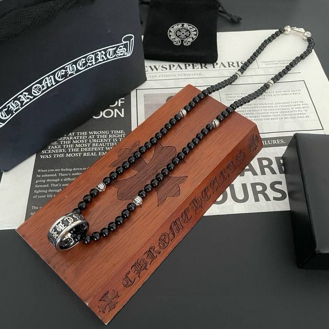 New Arrival, Counter Quality Chrome Hearts Cross Heart Classic Retro Black Onyx