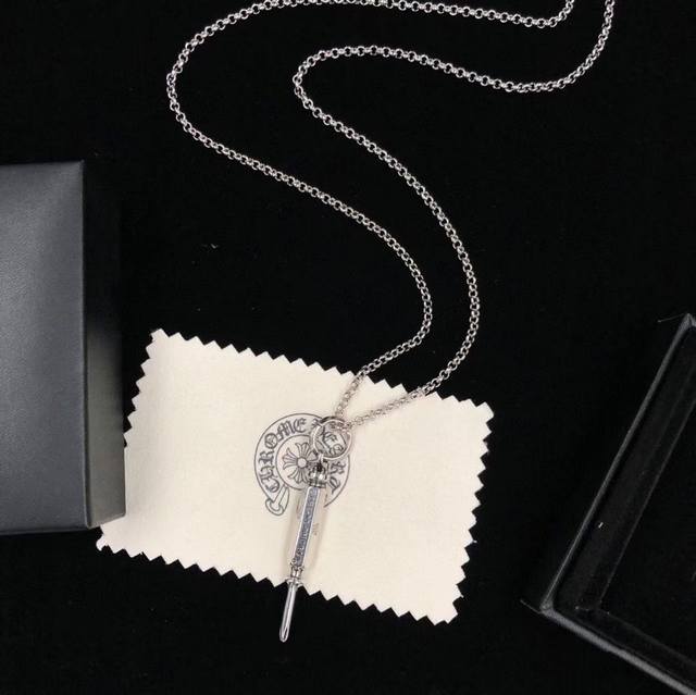Chrome Hearts Retro Screwdriver Sanskrit Pendant Necklace Unique Screwdriver Des