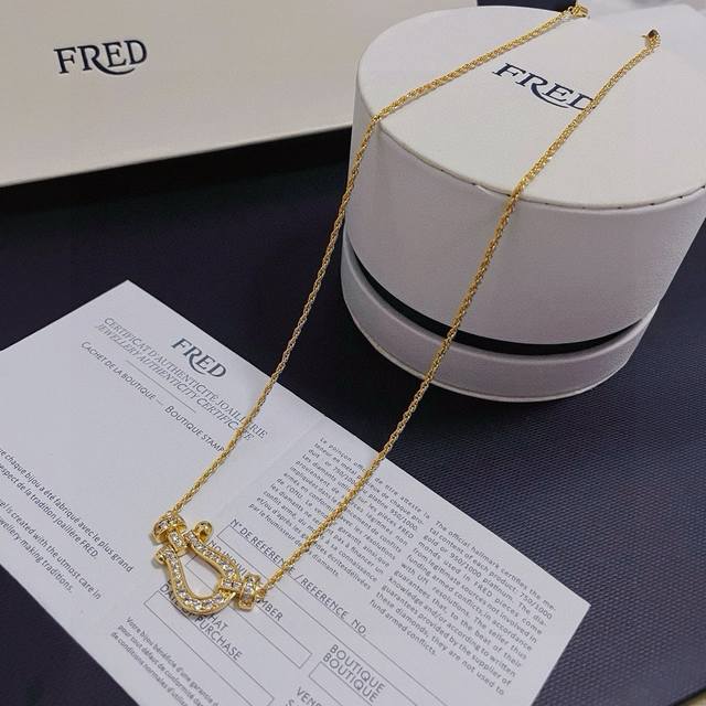 Fred Full Diamond Horseshoe Buckle Necklace, Precision Micro-Set, High-End Custo