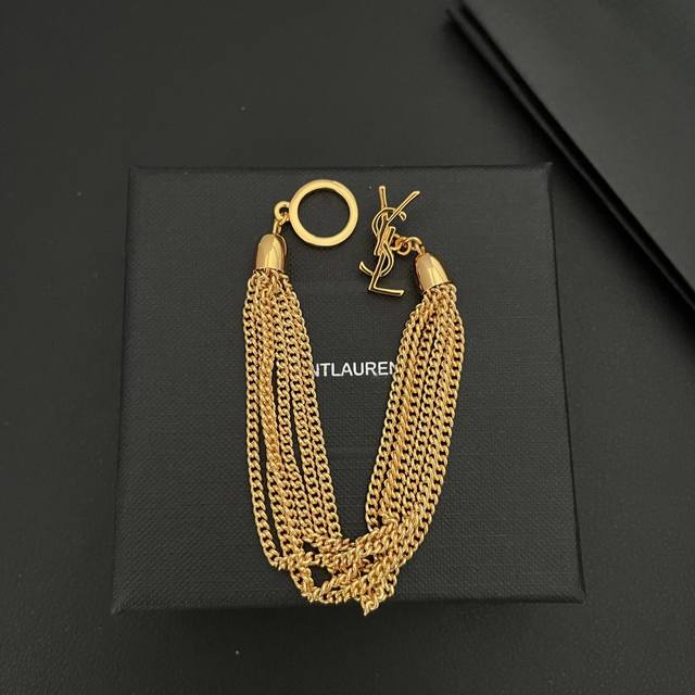 Saint Laurent Letter Multi-Layer Chain Bracelet