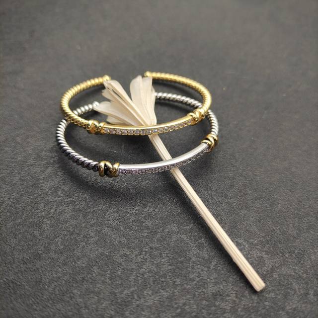 New Arrival David Yurman 3Mm Gold-Plated Wire-Edged Bracelet. Recommended For Wr
