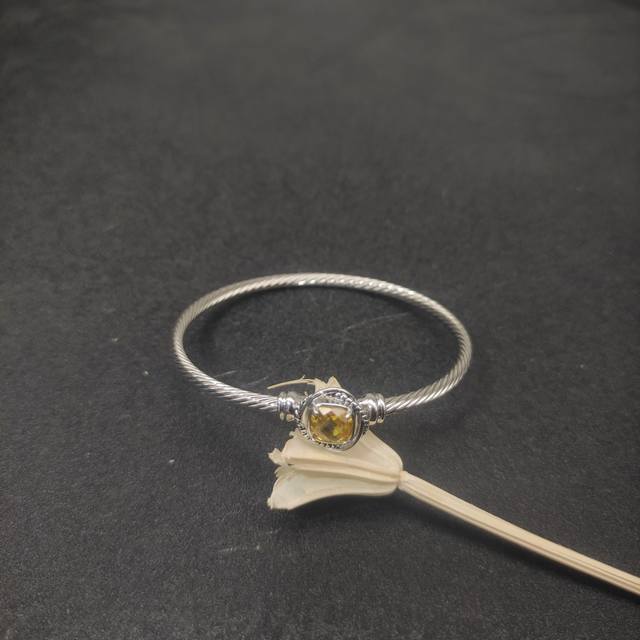 New Arrival David Yurman 3Mm Twisted Square Diamond Yellow Diamond Bracelet, Ava