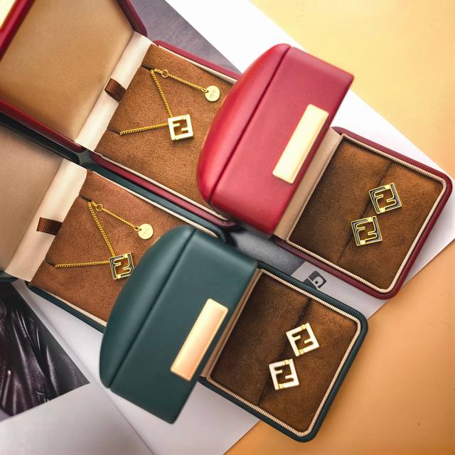 Necklace And Earrings New Fendi Logo Set High-End Customization Best-Selling New