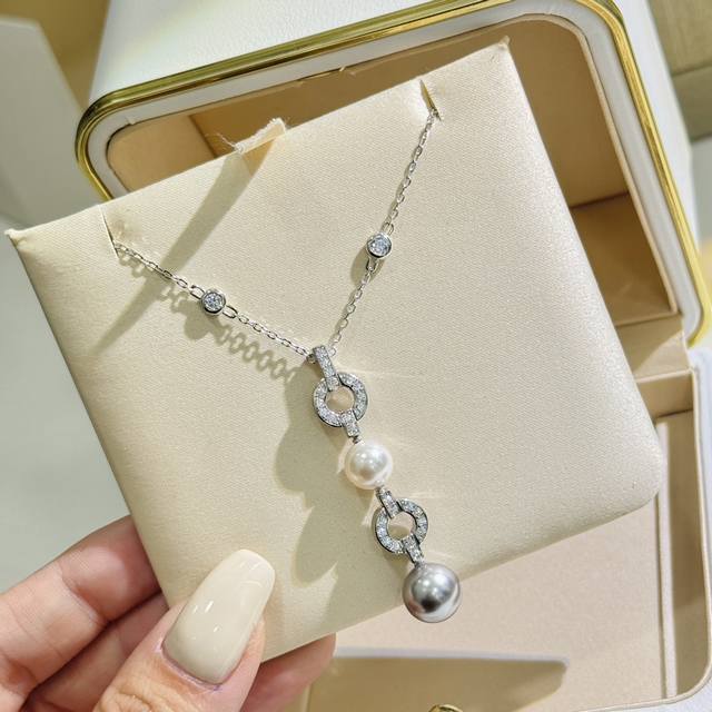 A3912 Kaja Himalia Series Round Disk Pearl Fringe Necklace Exquisitely Sparkling