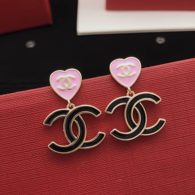Id Xed0744 Ch*Nel Latest Pink Heart Earring, Same Zp Brass Material.