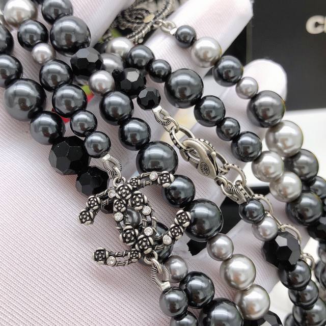 Id Xxl0831 Ch*Nel Latest Sweater Chain With Black Pearl Camellia, Zp Brass Mater