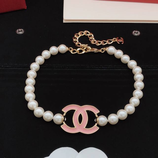 Model No. Xxl0178 Chanel's Latest Pink Double C Pearl Necklace, Made Of Brass Ma