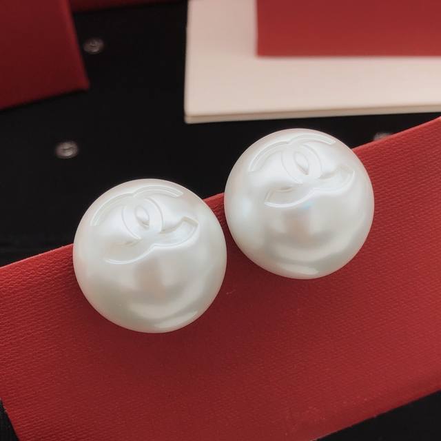 Id Xed0721 Large Size Ch*Nel's Latest Pearl Ear Studs, Made From Z-Grade Brass,