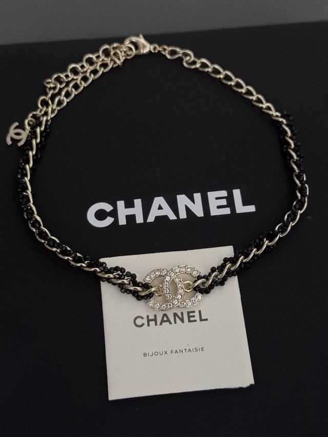 Ch*Nel Latest Design Light Gold Black Diamond Woven Necklace, Consistent Z-Batch