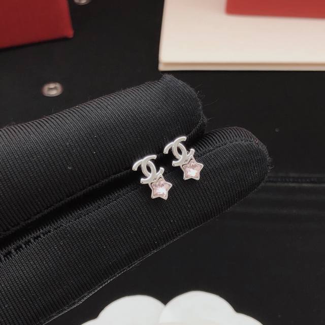 Id Xed841 Ch*Nel's Latest Mini Pink Star Earrings, Made Of Brass, Z Batch.