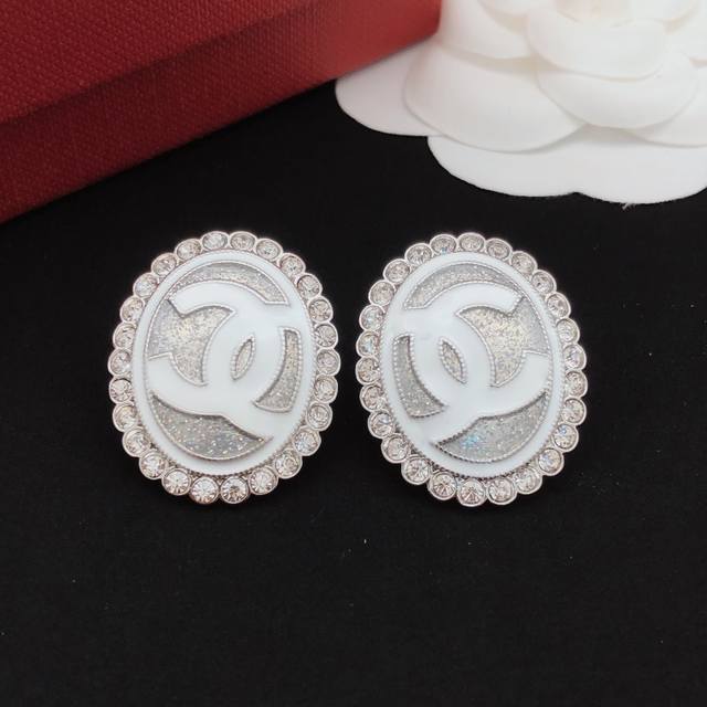 Id Xed0358 Ch*Nel's Latest Oval-Shaped Earrings, Made Of Zp Brass,