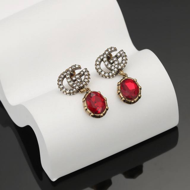 Hot Luxury Brand New Gucci Earrings Trendy Gucci Colorful Diamond Full Diamond L