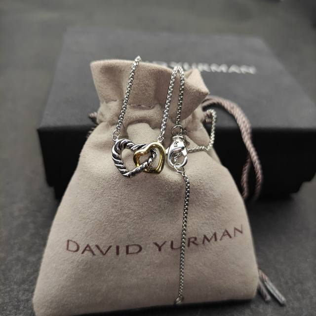 New Arrival David Yurman Double Heart Clasp Heart-Shaped Color-Block Necklace. C