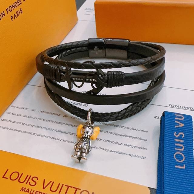 Louis Vuitton Lv Genuine Leather Bracelet, Authentic Store-Quality New Design, R