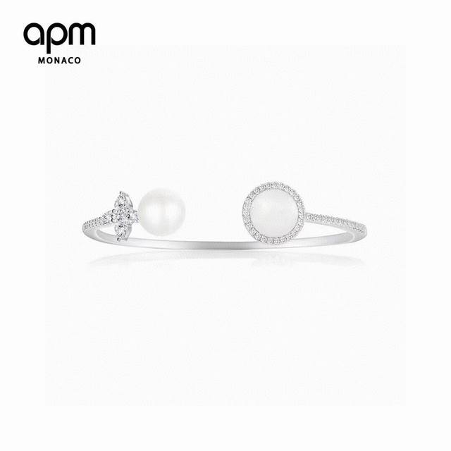 Monaco Mother-Of-Pearl Freshwater Pearl Open Bangle For Women, Retro Accessories